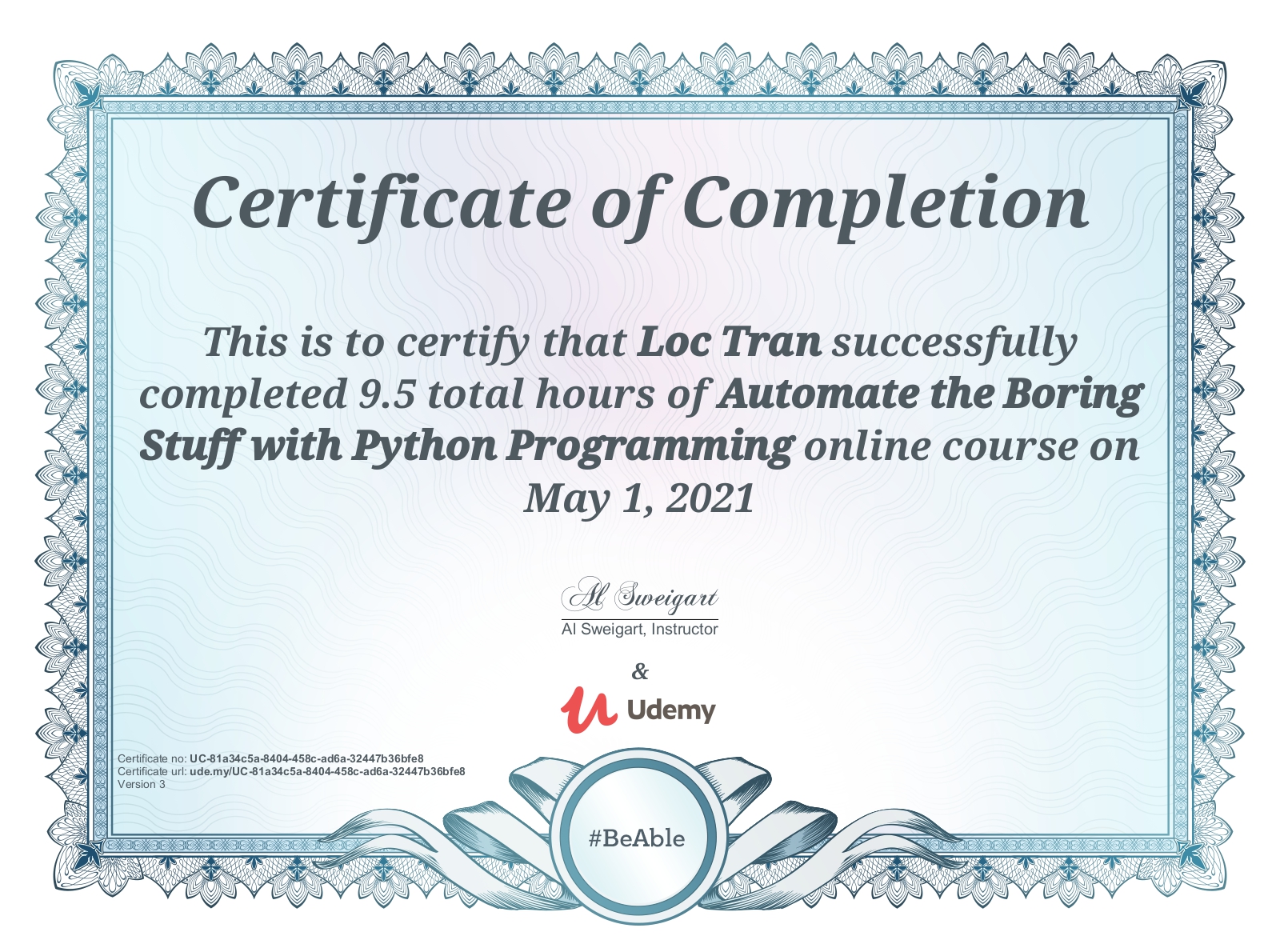 Loc Tran - Automate the Boring Stuff with Python Programming